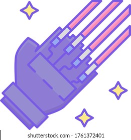 Vector line icon illustration of laser LED gloves. EDM festival light show concept.
