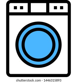 Vector line icon illustration of laundry washing machine