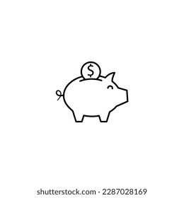 Vector line icon Illustration of piggy bank