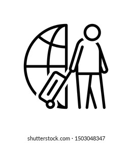 Vector line icon for immigrant