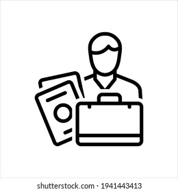 Icono de línea de vector para inmigrantes