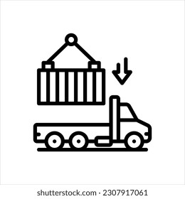 Icono de línea de vector para importaciones