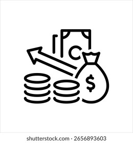 Icono de la línea de Vector para las expectativas de inflación