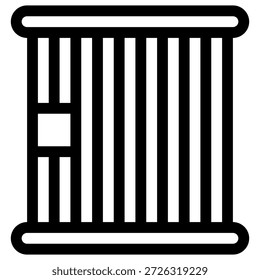 Icono de la línea de Vector de las barras de la cárcel, contorno de la celda de la prisión, concepto de seguridad y confinamiento