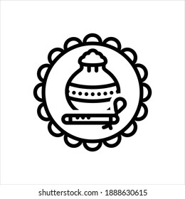 Vector line icon for janmashtmi