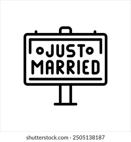 Vector line icon for just married sign