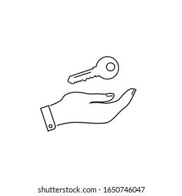 Vector line icon Key icon from the house, vector illustration. Flat design style