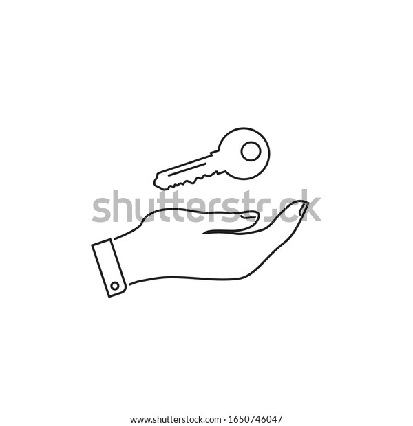 Vector line icon Key icon from the house, vector\
illustration. Flat design\
style