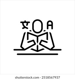 Vector line icon for language learning