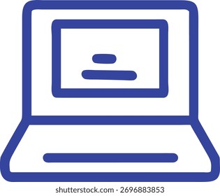 Icono de línea de Vector de una computadora portátil sobre un fondo blanco