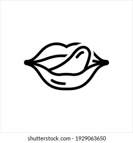 Vector line icon for licking