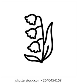 Vector line icon for lily of the valley