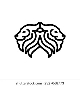 Vector line icon for lions