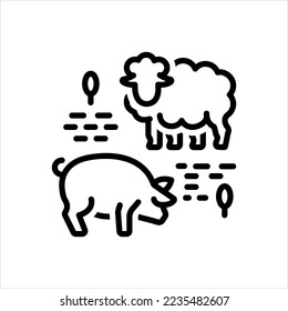Vector line icon for livestock