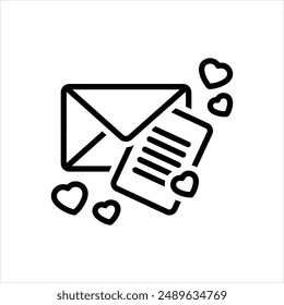 Vector line icon for love letter