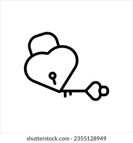 Vector line icon for love lock