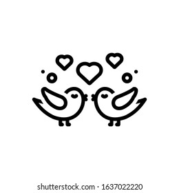 Vector line icon for loving birds