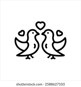 Vector line icon for loving birds