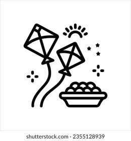 Vector line icon for makar sankranti