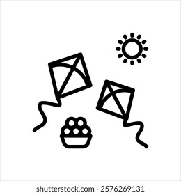 Vector line icon for makar sankranti