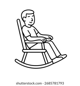 Vector line icon man rocking in a rocking chair on a white background
Vector line icon on a white background