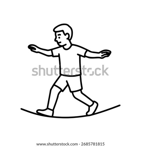 Vector line icon man walking on a tightrope on a white background
Vector line icon on a white background