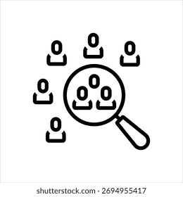 Ícone de linha de vetor para segmentação de mercado