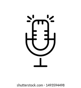 Vector line icon for microphone