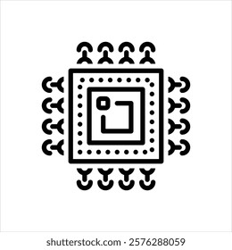 Vector line icon for microprocessor