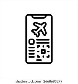 Icono de línea de Vector para el embarque móvil