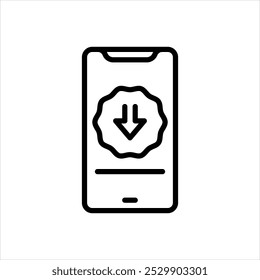 Vector line icon for mobile download