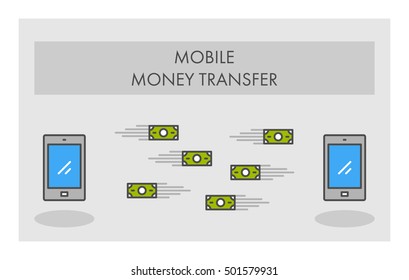 Vector line icon mobile money transfer. Business symbol, logo and banner.