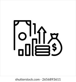 Icono de la línea de Vector para la inflación monetaria