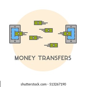 Vector line icon money transfer. Business symbol, logo and banner.