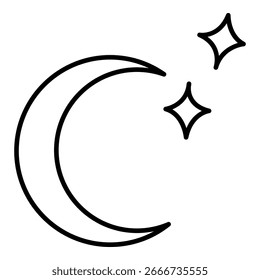 Vector Line Icon - Moon and Stars