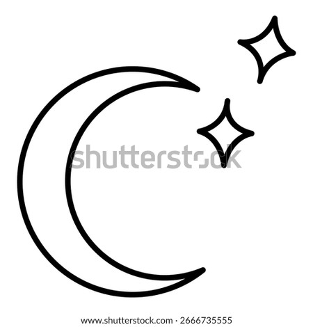 Vector Line Icon - Moon and Stars