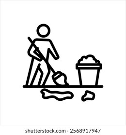 Vector line icon for mopping