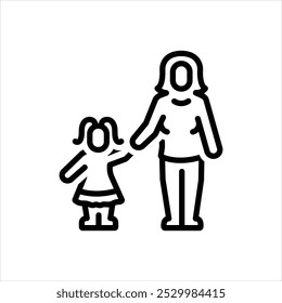 Vector line icon for mother and daughter