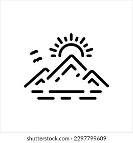 Vector line icon for mountain