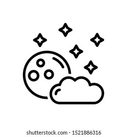 Vector line icon for night moon