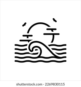 Vector line icon for ocean
