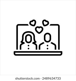 Vector line icon for online dating