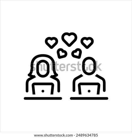 Vector line icon for online dating