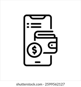 Vector line icon for online wallet
