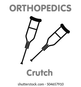 Vector line icon orthopedic crutch. Medical equipment , health, physiotherapy, correct. Advertisements, signs, stickers, banners signage. Isolated on White Background.