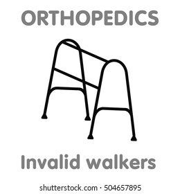 Vector line icon orthopedic walkers. Medical equipment , health, physiotherapy, correct. Advertisements, signs, stickers, banners signage. Isolated on White Background.