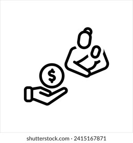 Vector line icon for paid parental