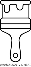 Icono de línea de Vector de un pincel con pintura goteando de sus cerdas.