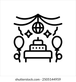 Vector line icon for party