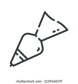 Vector line icon of a pastry bag isolated on transparent background. Kitchen utensil symbol.